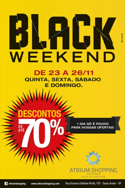 Atrium Shopping promove a ''Black Weekend'' com quatro dias de ofertas e descontos de at 70% 