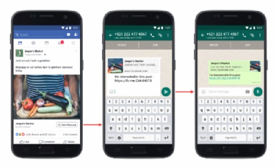  Facebook cria boto para acionar empresas no WhatsApp  Facebook cria boto para acionar empresas no WhatsApp a a partir da rede social. (Foto: Divulgao/Facebook) 