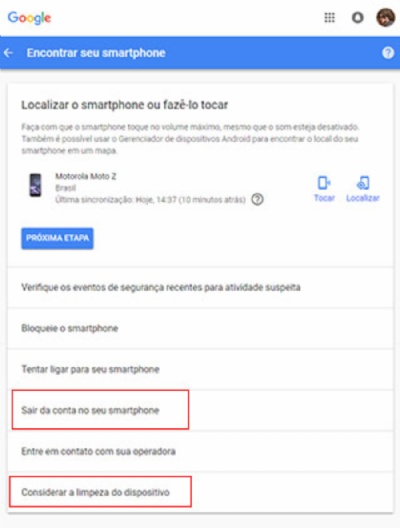 Como remover uma conta Google de um celular perdido? 